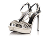 Saint Laurent White Chain and Stud Platform Sandals