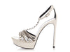 Saint Laurent White Chain and Stud Platform Sandals