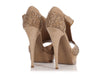 YSL Tan Suede Studded Platform Pumps