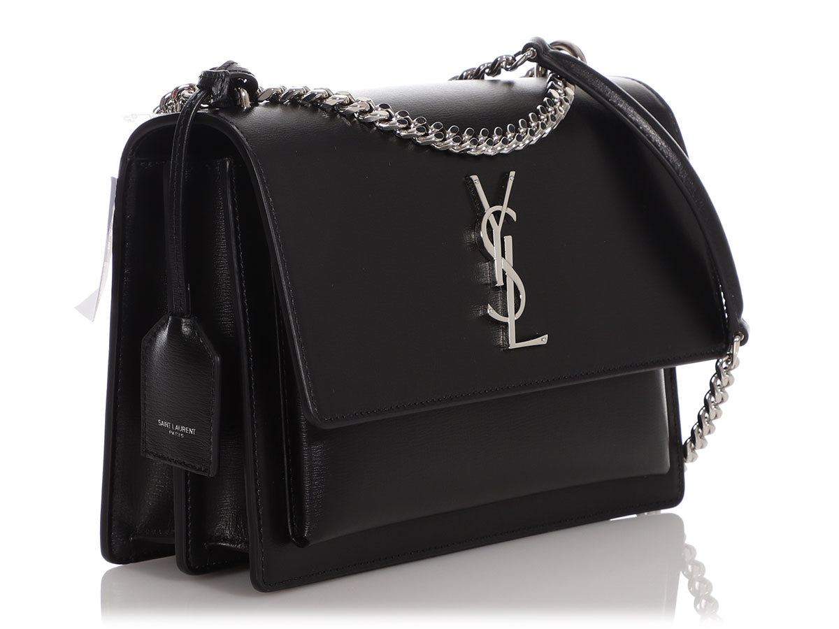 Black YSL Sunset bag medium size with silver hardware (Dm for more