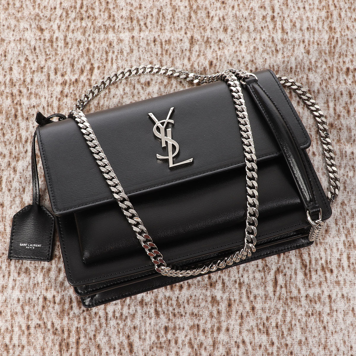 Saint Laurent Sunset Medium Leather Shoulder Bag - Black - one size
